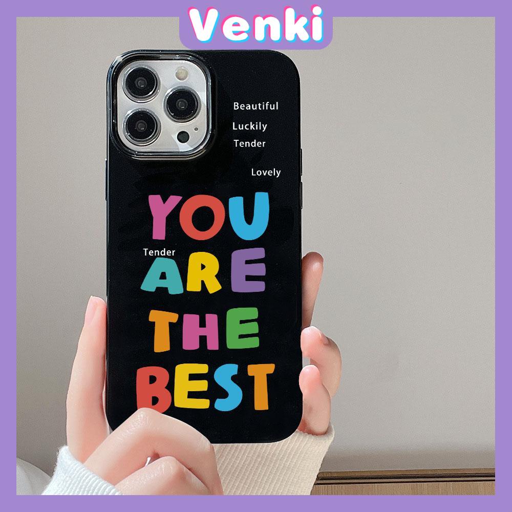 VENKI - For iPhone 11 iPhone Case Black Glossy TPU Soft Case Shockproof Protection Camera Interesting Colored English Compatible with iPhone 14 13 Pro max 12 Pro Max xr xs max 7 8