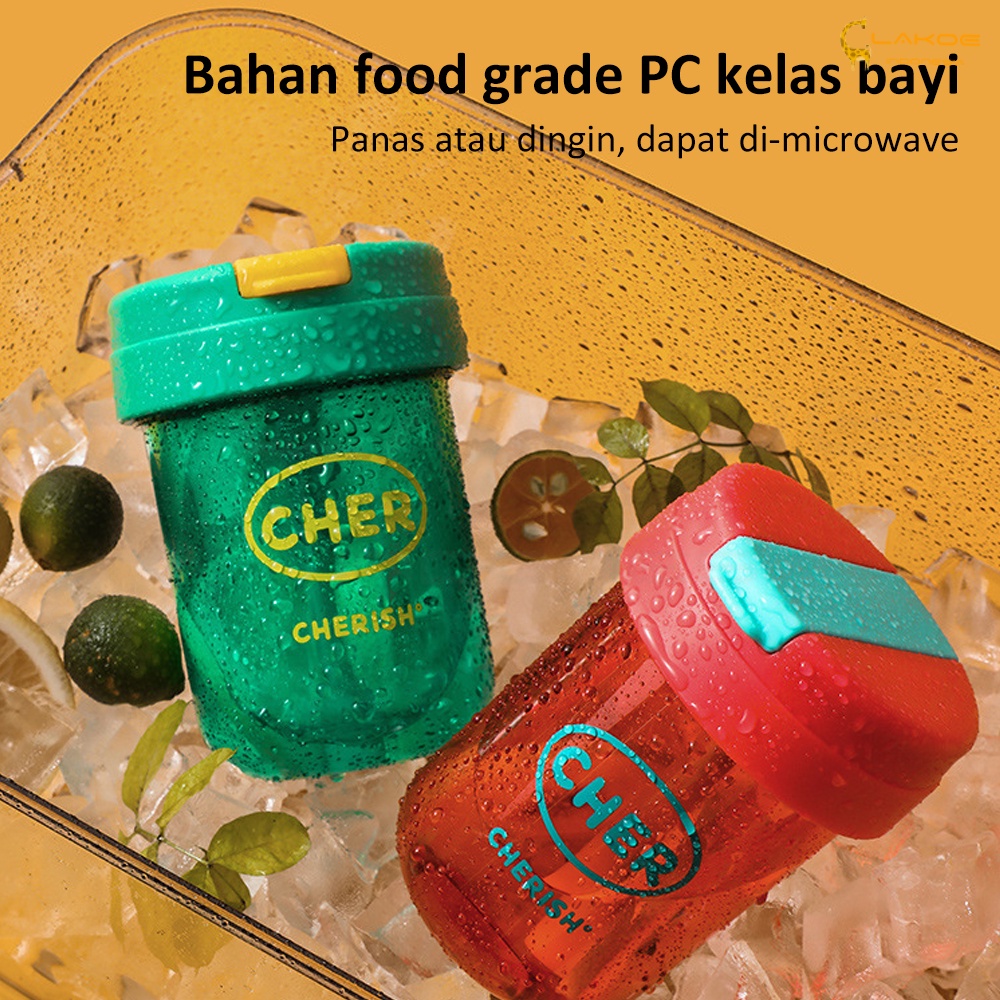 LAKOE  Botol Minum Cher Portable Anti Bocor/botol minum anak Sedotan botol 300ml/botol minum anak