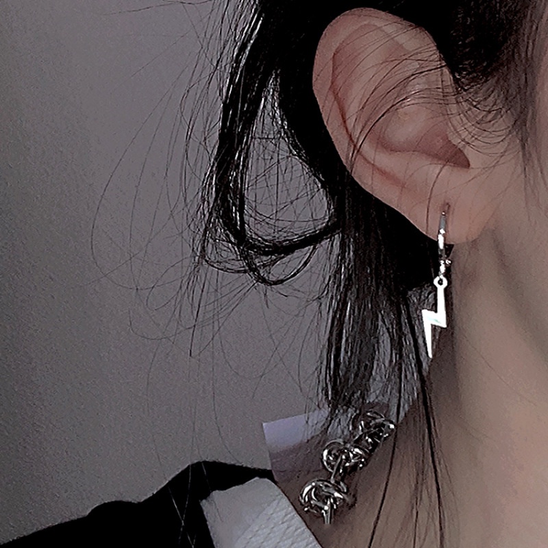 Punk Rock Fashion Lightning Drop Earring Untuk Wanita Pria Kepribadian Hip-hop Unisex Earrings Perhiasan Aksesoris Pesta