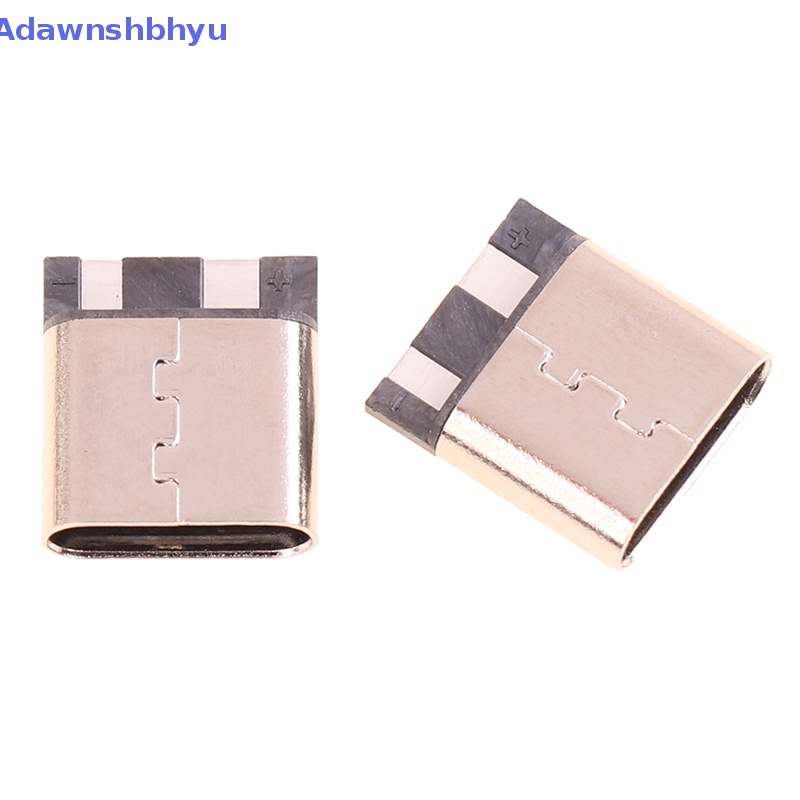 Adhyu 10pcs Type-C 2pin Solder Female 3A Soket Arus Tinggi Konektor USB ID