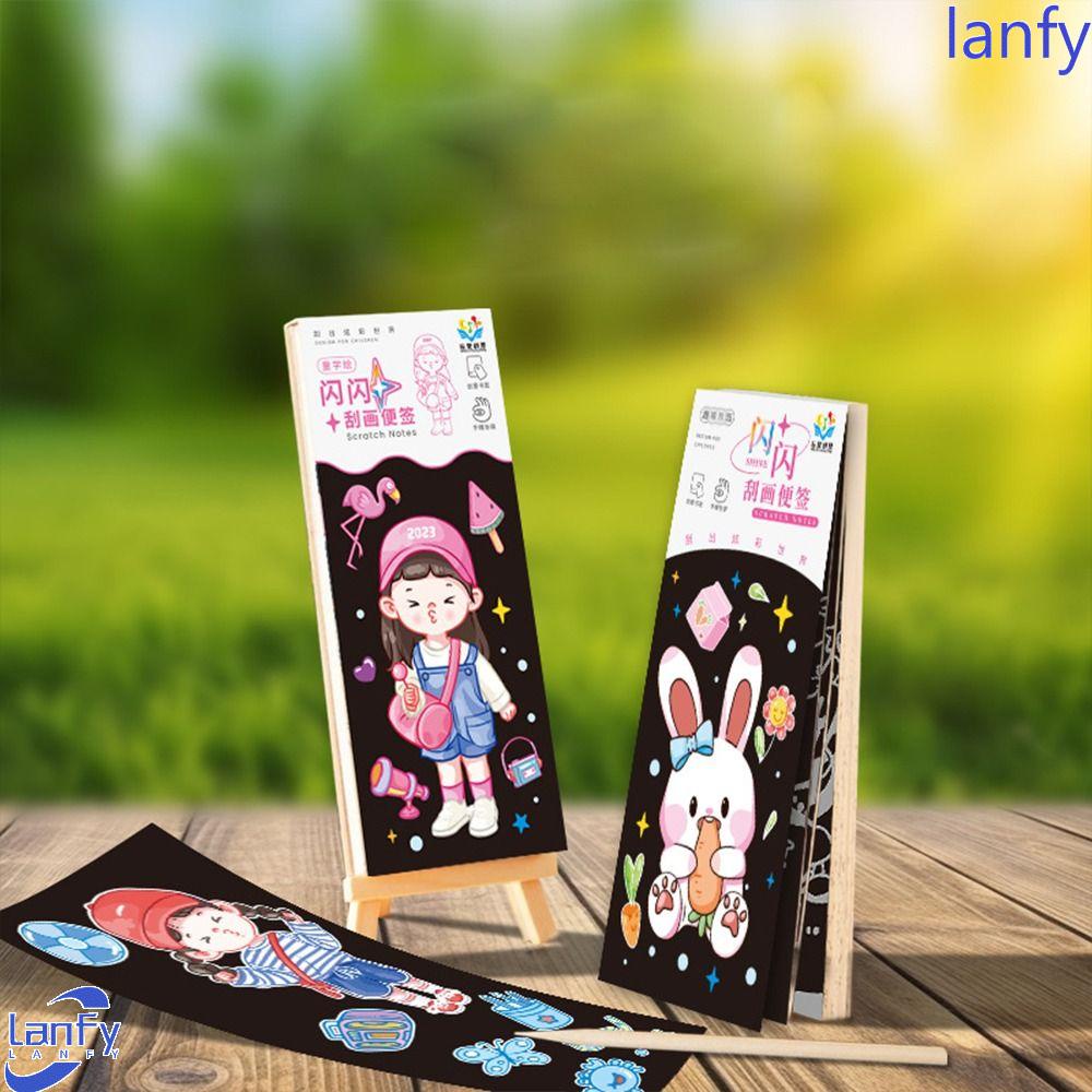 Lanfy Buku Lukis Goresan Portable Seni Kartun Gambar Kertas Kegiatan Pesta Tk Dewasa Magic Scratch Book