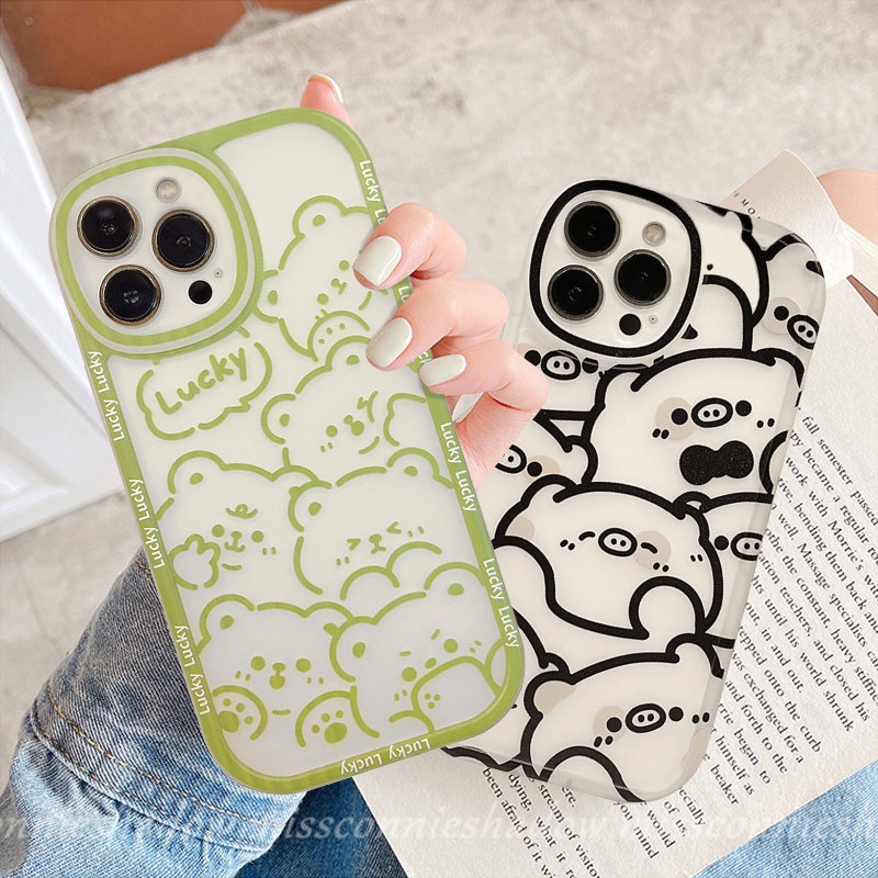 Soft Full Back Kartun Babi Lucu Lucky Bear Case Untuk VIVO Y36 Y20 Y12i Y35 Y16 Y33s Y21 Y15s Y22s Y17 Y11 Y30 Y20s Y15 Y20i Y02 Y22 Y12 V25E Y21s Y31 Y15A Y51 V25 Y91 Y91C