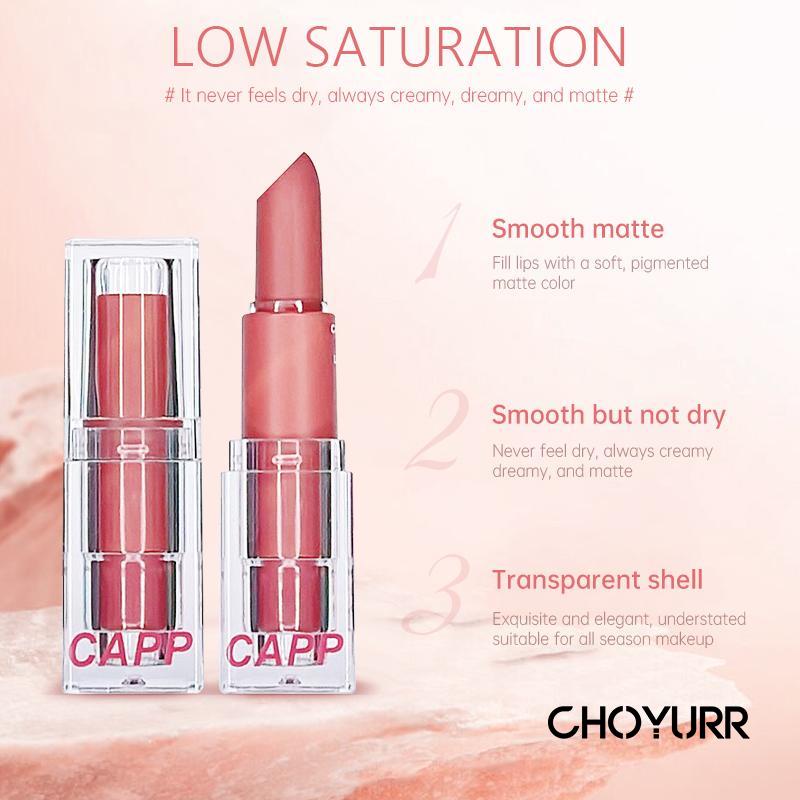 【COD】Cappuvini Lipstick Matte Transparent Acrylic 5 Warna Mosturizing Lipstick Korea Lipstick Waterproof-CH