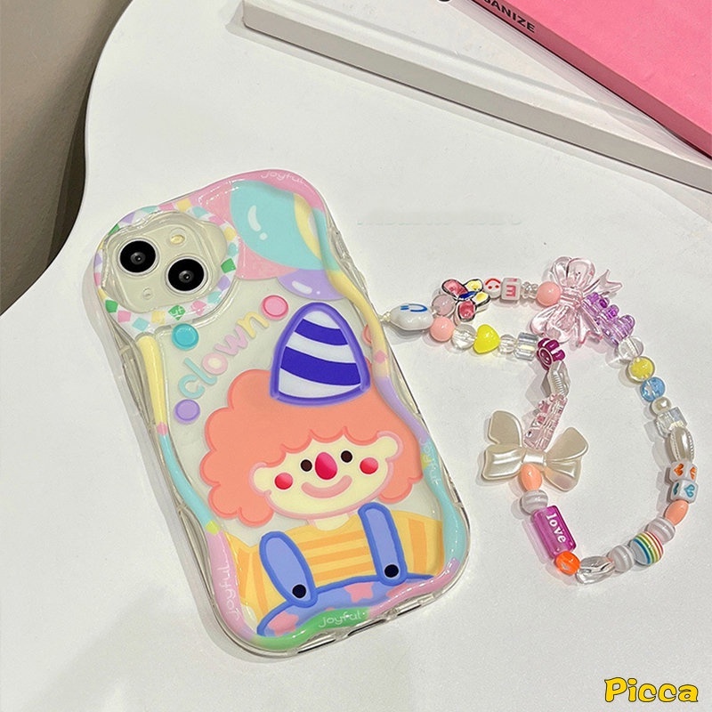 Kartun Monster Kecil Lucu Lucu Clown Case Untuk Realme C53 C15 C12 C21Y C25 C20A C25Y C55 C31 C35 5 7i 6i 5s 5i C11 C20 C25s C17 C3 C2 C1 C30 C21 C33 3D Penutup Tepi Bergelombang Lengkung