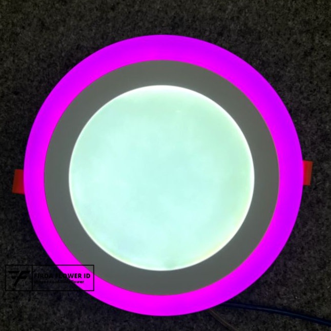 lampu dowlight panel 2 warna 12+4 bulat pemasangan tertanam / lampu plafon