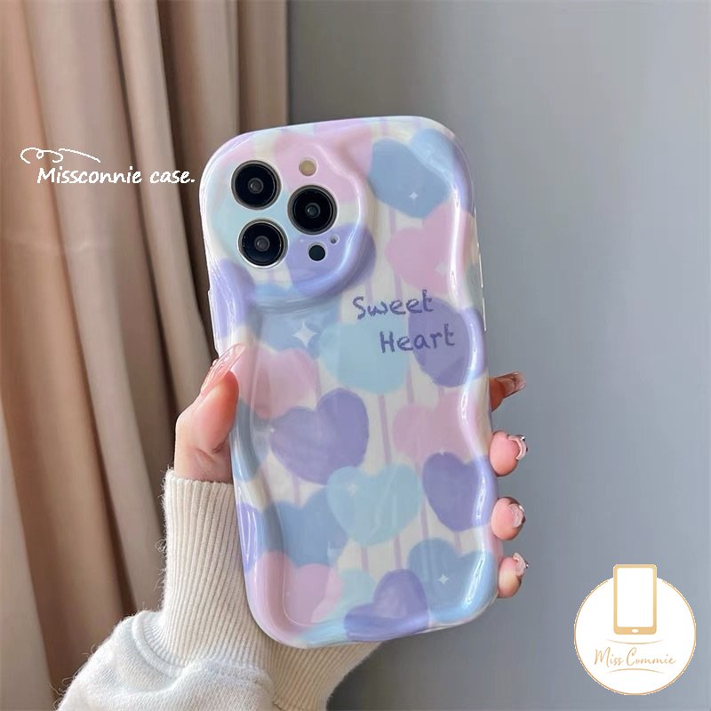 Ins Tinta Lukisan Cat Minyak Cinta Hati Case Untuk Redmi Note11 11s 10 9 10S 8 10Pro Max POCO M3 Redmi 9A 10A 9 9T A2 A1 10C 10 9C NFC 3D Wavy Curved Edge Glossy Shockproof Soft Cover