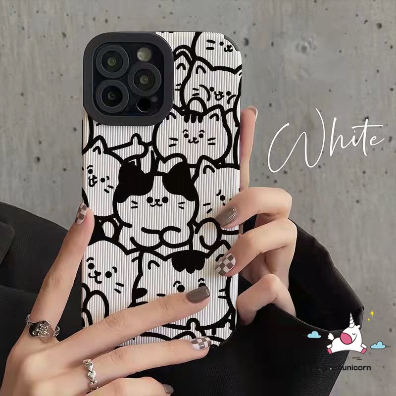 IPHONE Kartun Line Kitty Cat Lucu Boji Prince Case Kompatibel Untuk Iphone7 8 Plus 11xr 14 12 13 Pro Max X XS Max Gaya Korea Lovely Monster University Shockproof Back Cover