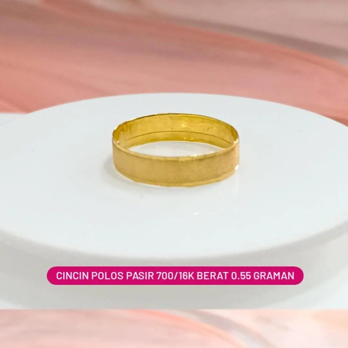 Cincin Polos Motif Pasir Elegant Emas Asli - 0.95gr sz 22