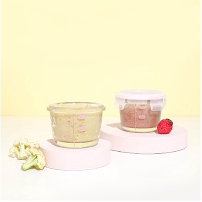 Little Dimple Mini Food Container Round (Pink 130ml)
