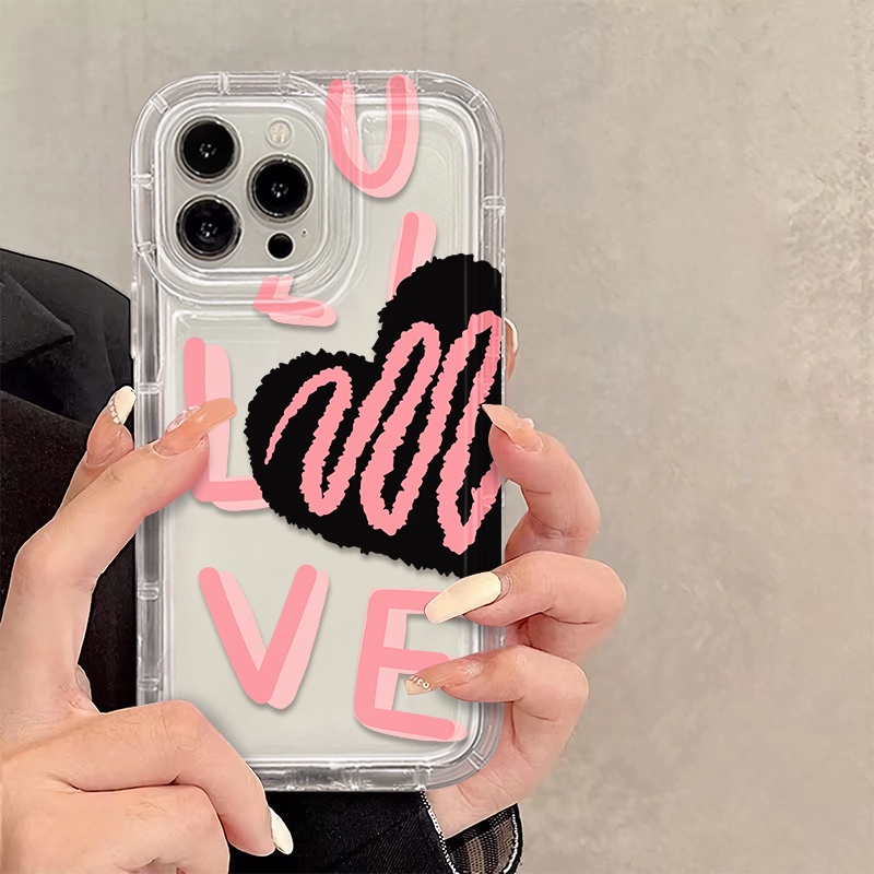 IPHONE Cinta Soft Case Kompatibel Untuk Iphone14 13 11 12 Pro XS Max X Xr7 +8 Plus Casing Ponsel Transparan TPU Silikon Shockproof Cover