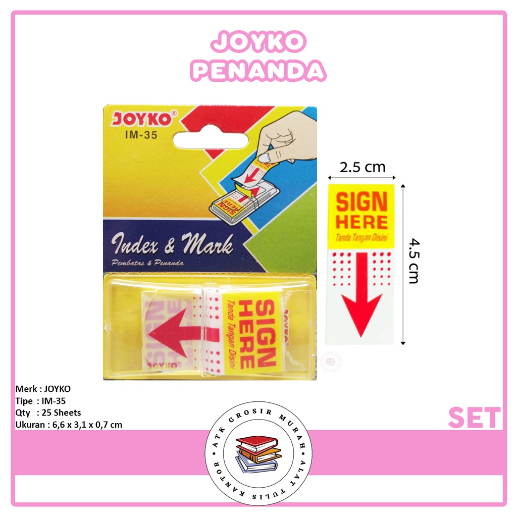 

JOYKO - Index Penanda - Pembatas Buku IM-35 - Plastik - Set