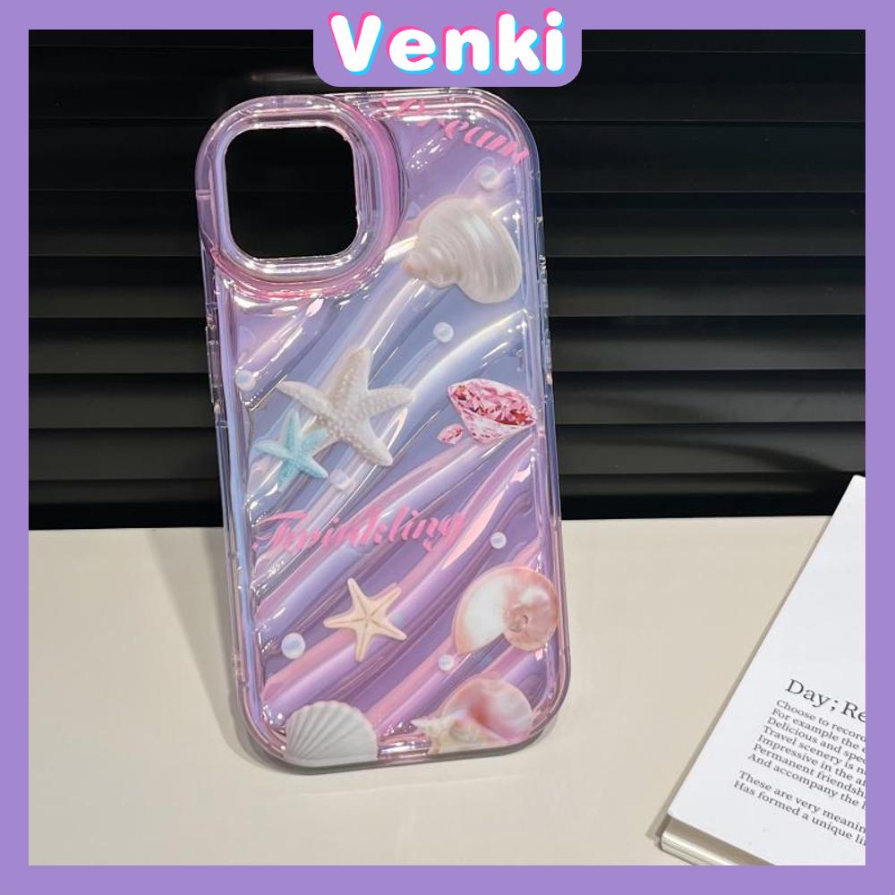 VENKI - For iPhone 11 iPhone Case Laser Reflective Transparent Phone Case TPU Soft Shockproof Airbag Shell Protective Case Starfish Compatible with iPhone 14 13 Pro max 12 Pro Max