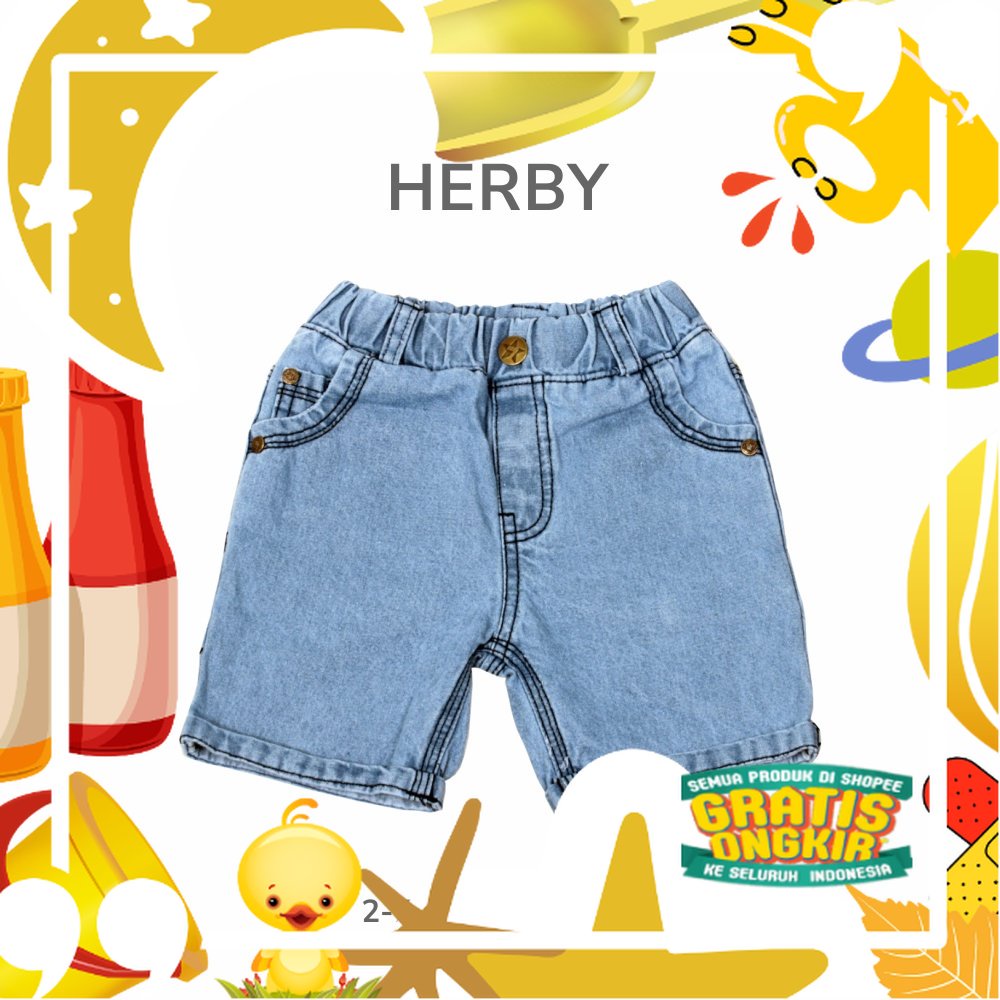 OVIKIDS-COMFY JEANS-HERBY | Celana Pendek Anak Laki-Laki (2-6/7 Tahun)/ Lucu kado Ultah