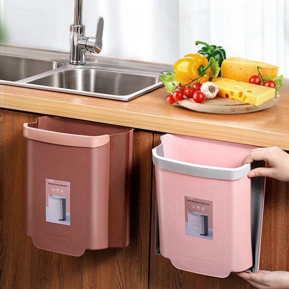 【 ELEGANT 】 Tempat Sampah Plastik Lipat Gantung Lemari Sortir Sampah Dapur Trash Bin