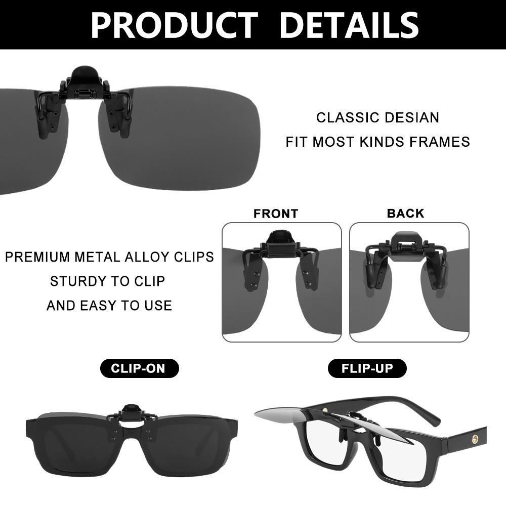 TOP Kacamata Hitam Clip-on Outdoor Rimless Flip Up Anti Silau Mengemudi Kacamata