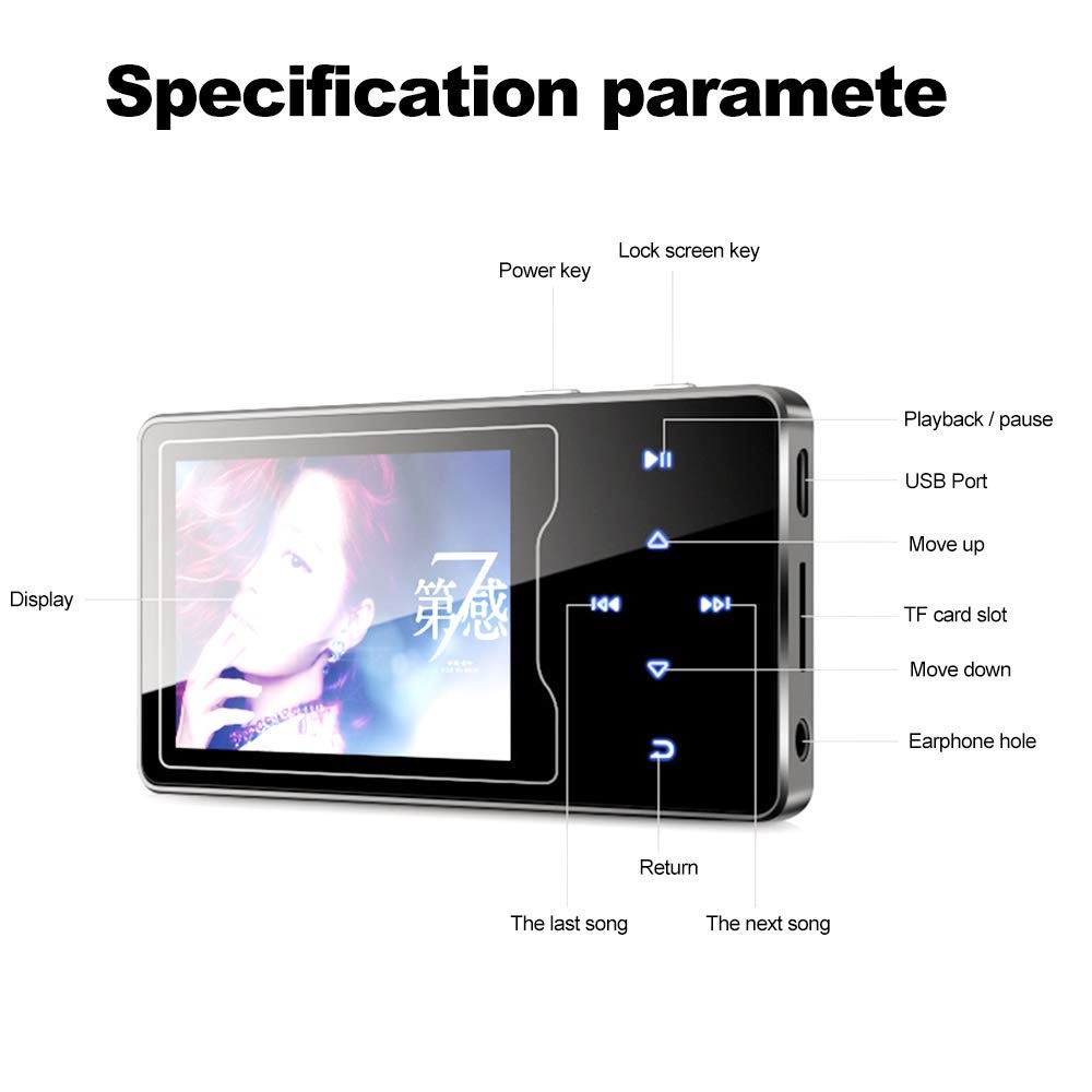 AKN88 - RUIZU D08 8GB MP3 MP4 Digital Audio Player HIFI DAP Speaker FULL METAL