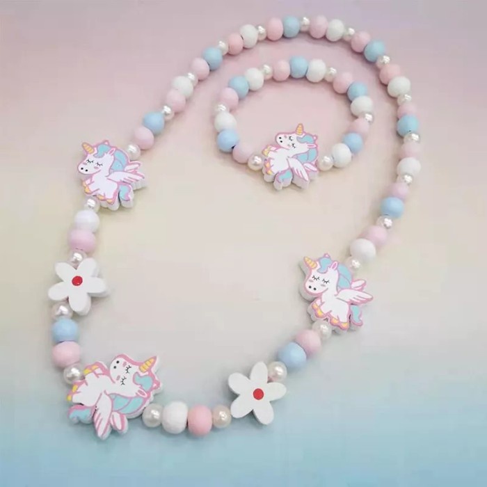 SET 2in1 Gelang Kalung Unicorn Cewek Pony Anak Perempuan kado hadiah