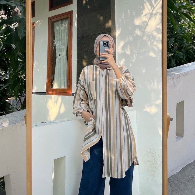 T33 - ZRD OOTD WANITA TUNUK BELA / Lidya Long Shirt / pakaian wanita terbaru / tunik lengan panjang 