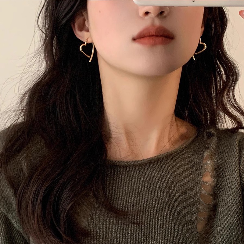 Roselife Korea Berlebihan Besar Menjuntai Jantung Hoop Anting Untuk Wanita Gadis Chic Besar Geometris Anting Hypoallergenic Telinga Perhiasan