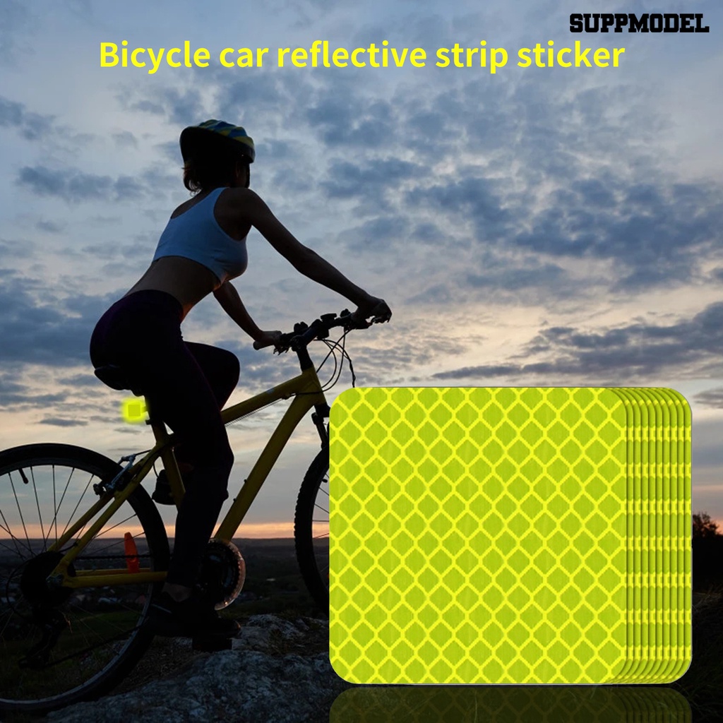 [SM Auto] 10Pcs Stiker Reflektif Bentuk Persegi Tahan Air Ditempel Kencang Stiker Reflektif Dekoratif Untuk Sepeda