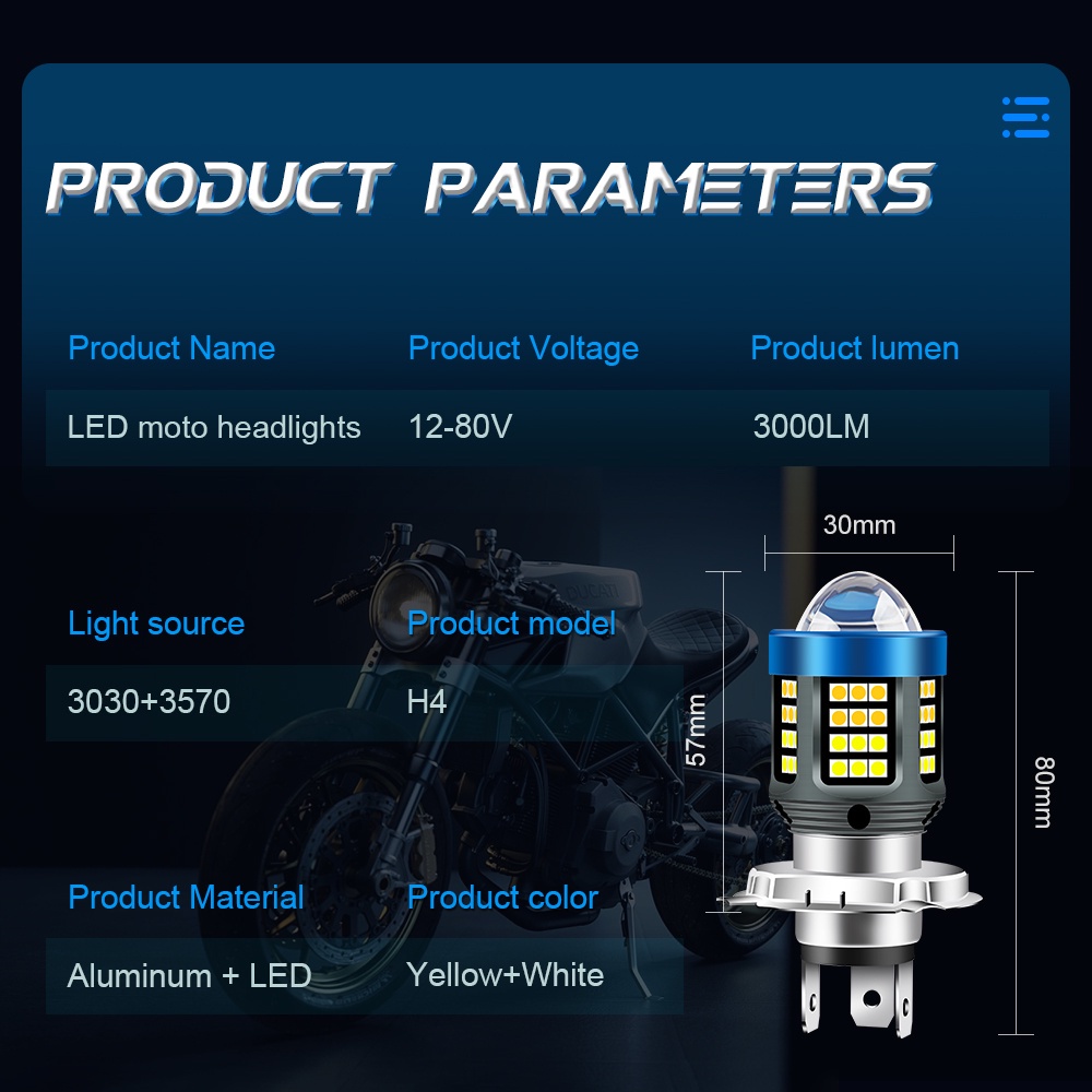 Untuk Sepeda Motor Listrik 12-80V H4 BA20D P15D/T19 Lampu Led Sepeda Motor 3000LM Tinggi/Rendah Beam Led Lampu Depan Sep