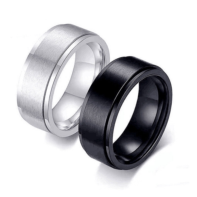 Baru 8 mm Yang Dapat Diputar Cincin Baja Titanium Fashion Trendi Pria Kreatif Rantai Salib Ganda Berputar Cincin Grosir