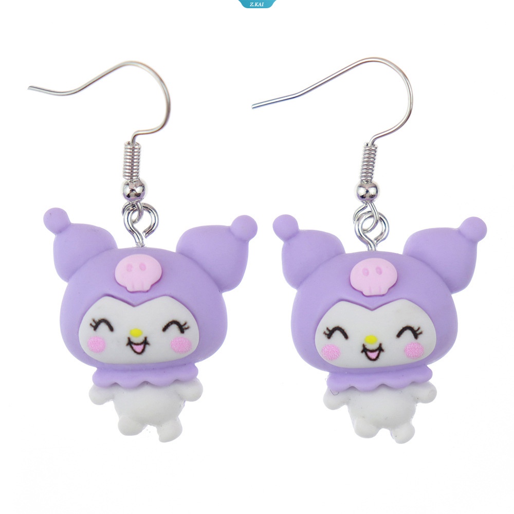 Kawaii Sanrios MyMelody Pom Pom Purin Kuromi HelloKitty Kirby Kartun Anime Anting Lucu Kreatif Alloy Earrings Metal Pendant Perhiasan Hadiah [ZK]