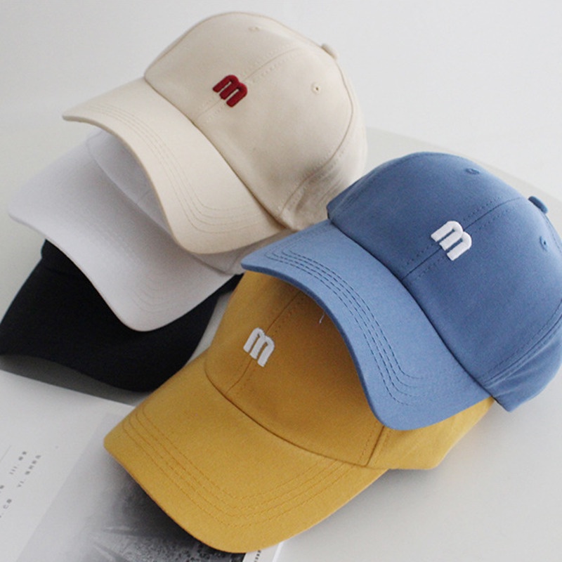 Topi Baseball Couple Bordir Huruf M Casual Versi Korea Pasang Fashion