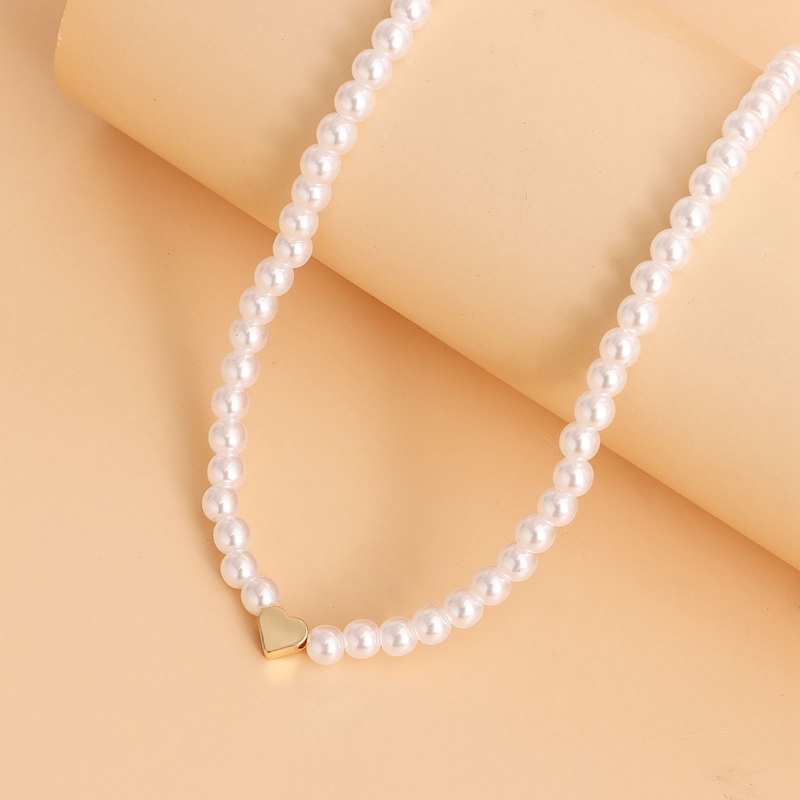 Trend Perhiasan Elegan Pernikahan Mutiara Hati Kalung Untuk Wanita Fashion Putih Imitasi Pearl Choker Necklace