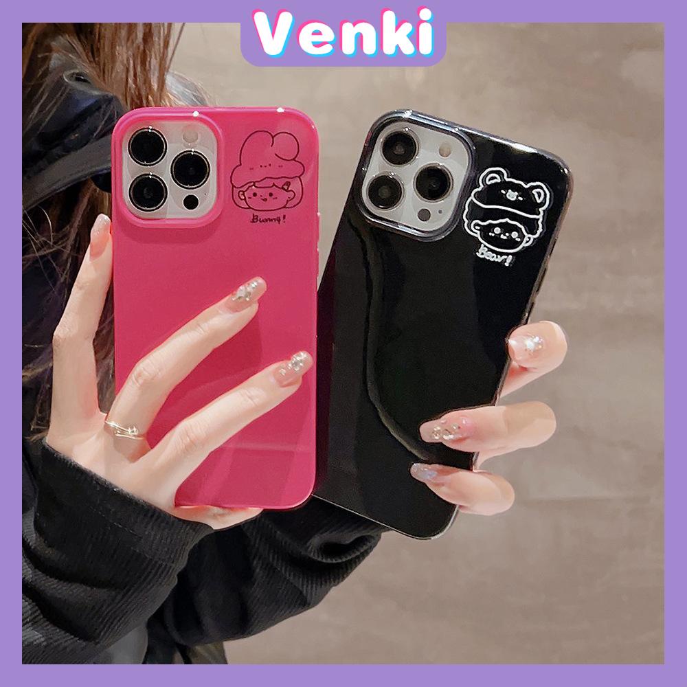 VENKI - Untuk iPhone 11 iPhone Case Hitam Merah Glossy TPU Soft Shell Tahan Guncangan Perlindungan Pompa Kamera Anak Laki-laki Sederhana Kompatibel dengan iPhone 14 13 Pro max 12 Pro Max xr xs max 7 8