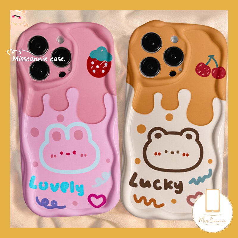 Case Kartun Pasangan Untuk Redmi 9A A1 9 10C A2 10 10A 9T 9C NFC Redmi Note12 9 10 8 11s 10S 11 10Pro Max POCO M3 Lembut 3D Wavy Curved Edge Glossy Cute Ice Cream Bear Rabbit Cover