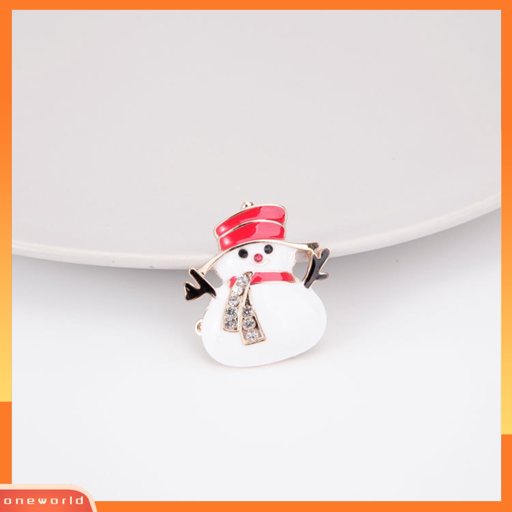 [ONE] Bros Natal Meriah Enamel Warna-Warni Berlian Imitasi Mengkilap Bertatahkan Serbet Tempat Cincin Hadiah Tahun Baru Bell Wreath Gift Box Sepatu Snowman Breastpin Perhiasan Party Favors