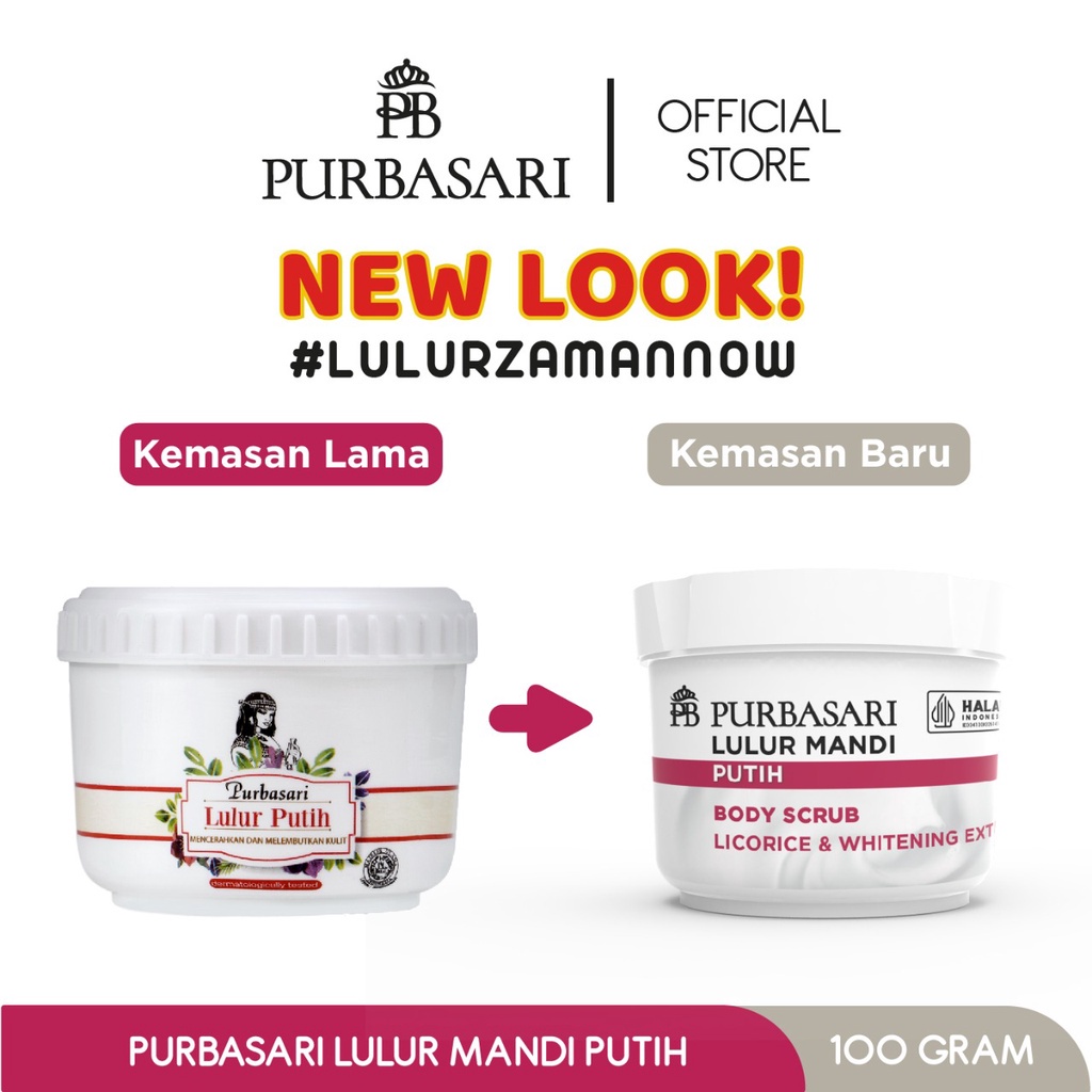 Purbasari Lulur Mandi Putih 100 gram / Body Scrub - Mencerahkan - Melembabkan - Menyamarkan Flek Hitam