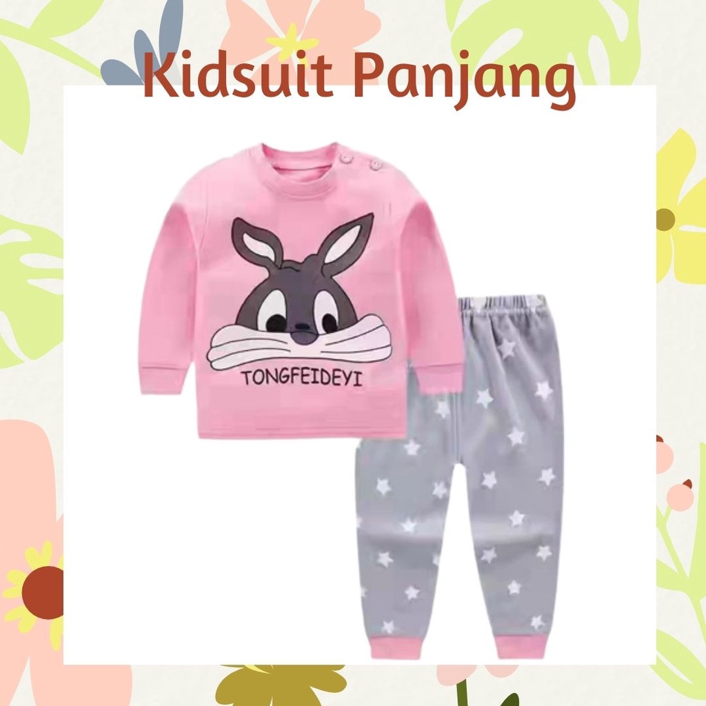 Plazababyku KIDS SUIT PANJANG Setelan Anak Bahan Kaos Lengan + Celana Berkualitas Import  NEW1