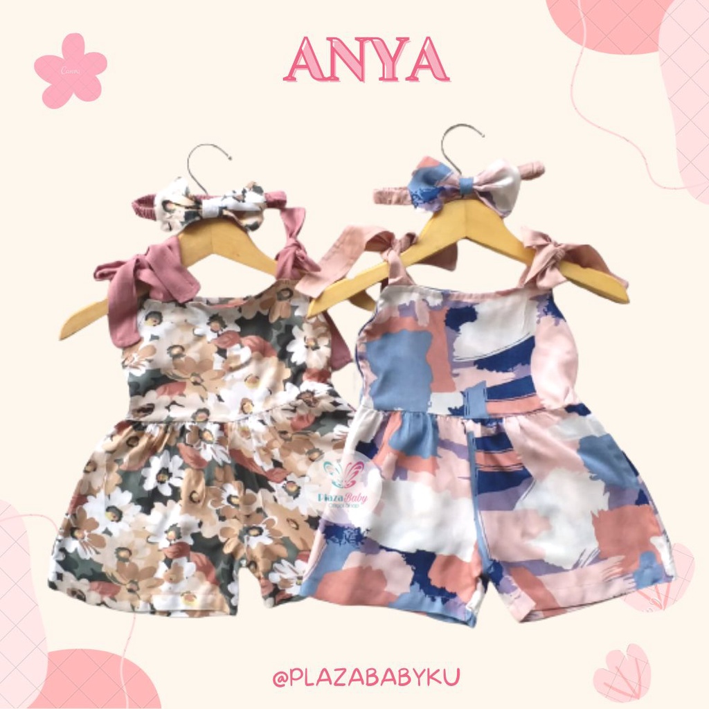 PROMO 7.7 plazababyku JUMPSUIT ANYA setelan anak perempuan jumper bayi motif bunga lucu free headband BUBIBEE