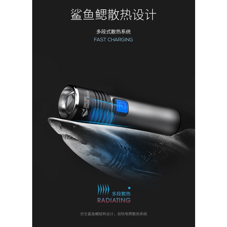 AKN88- SMILING SHARK 615-XPE Flashlight - Senter Mini Portabel Super Terang