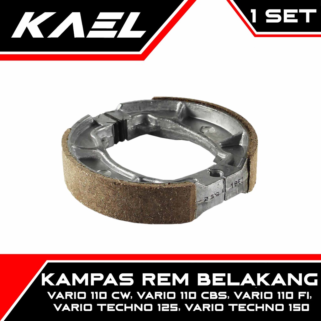 Kampas Rem Belakang Beat FI Pop Sporty Street eSP &amp; Vario 110 Techno 125 CBS FI 150 LED 2015 &amp; Scoopy Kanvas Tromol Brakeshoe Brakepad Brake Shoe Pad