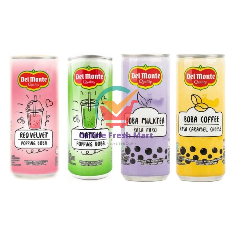 

(kirim instant) Del Monte Delmonte Drink Boba minuman milk tea Caramel Cheese Taro red velvet matcha - Online Fresh Mart Denpasar