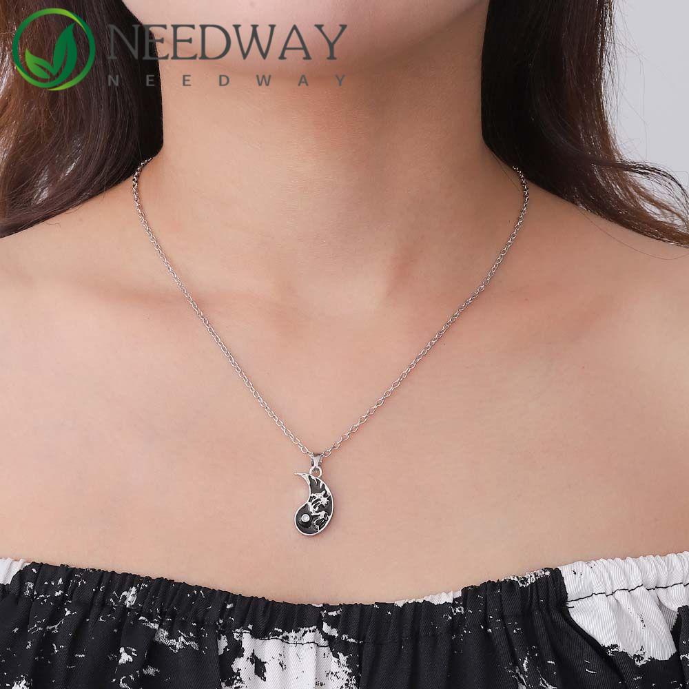 Needway   Tai Chi Kalung Wanita Unisex Hadiah Valentine Yin Yang Lovers Persahabatan Liontin Choker