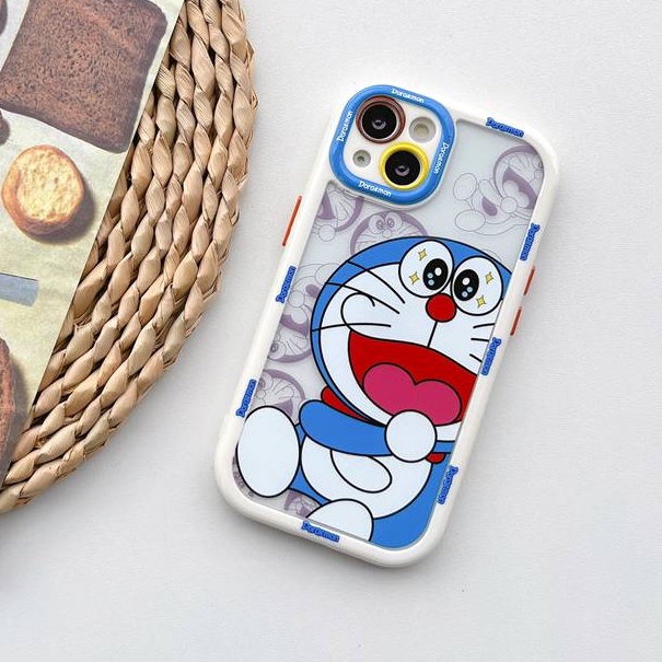 All New Cream Non-slip Camera Protect Soft Case IPhone X XR XS Max 11 12 13 14 Pro Max Women Girl Pretty Cute Doraemon Cartoon Phone Case