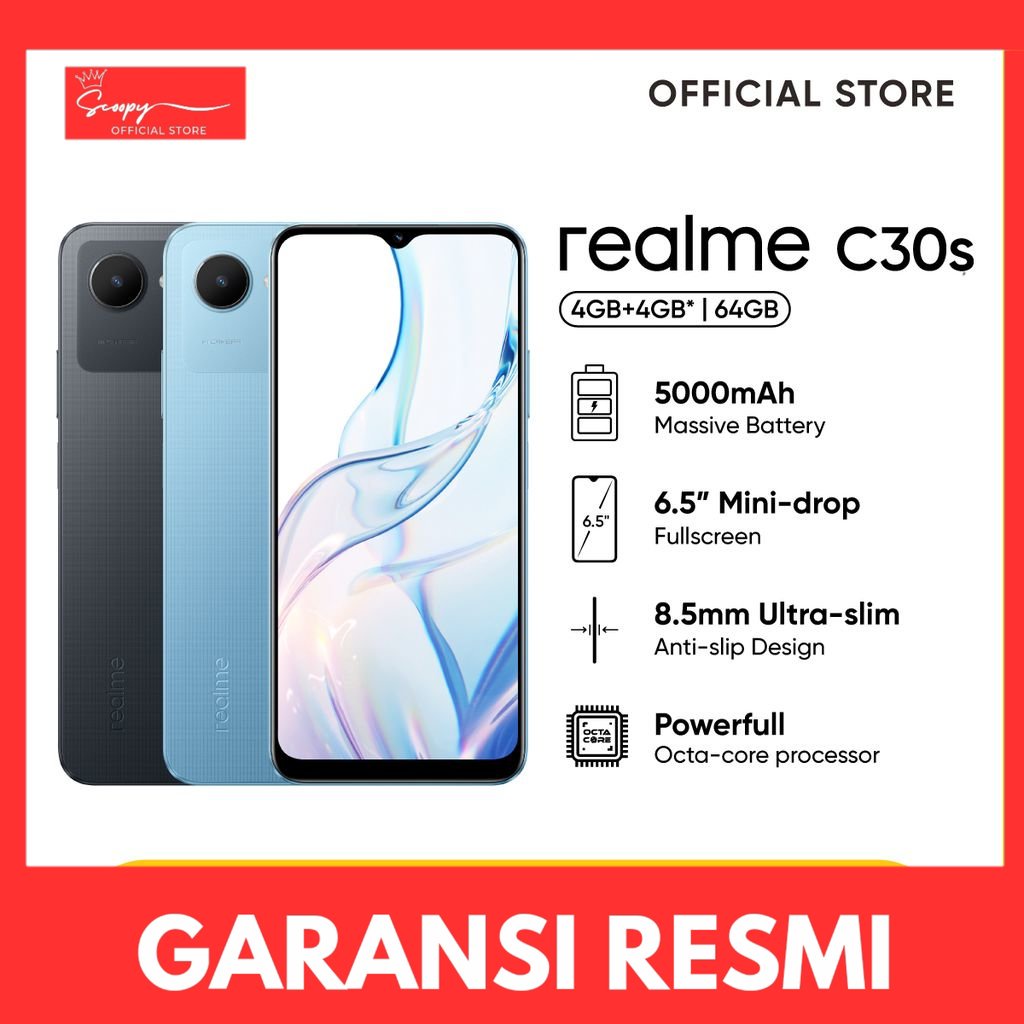SO realme C30s 4GB+4GB* | 64GB (5000mAh Massive Battery | 6.5'' Fullscreen | Powerful Octa Core Proc