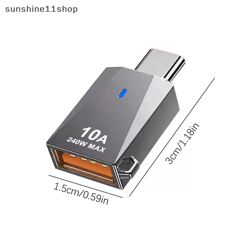 Sho Adaptor OTG 10A 240W MAX Tipe-C Ke USB 3.0 Pembaca Kartu Dengan Lampu Untuk Laptop N