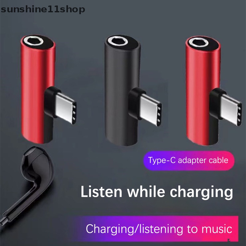 Sho 2-In-1 Charging Type-C To Type-C Male To Female Adaptor Headphone Jack 3.5mm N