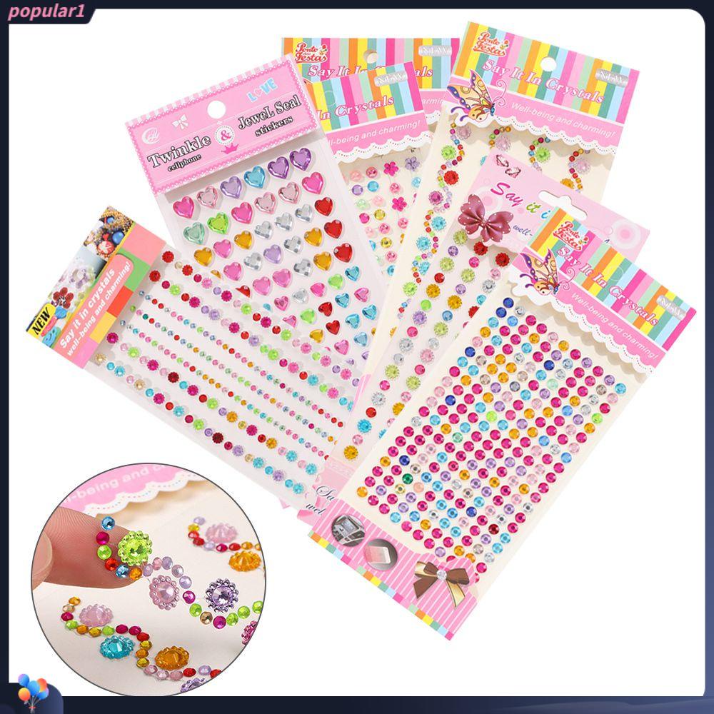 Populer Kristal Berlian Berlian Berlian Imitasi 3D Mainan Anak Handphone/PC Art Self Adhesive Scrapbooking Stickers