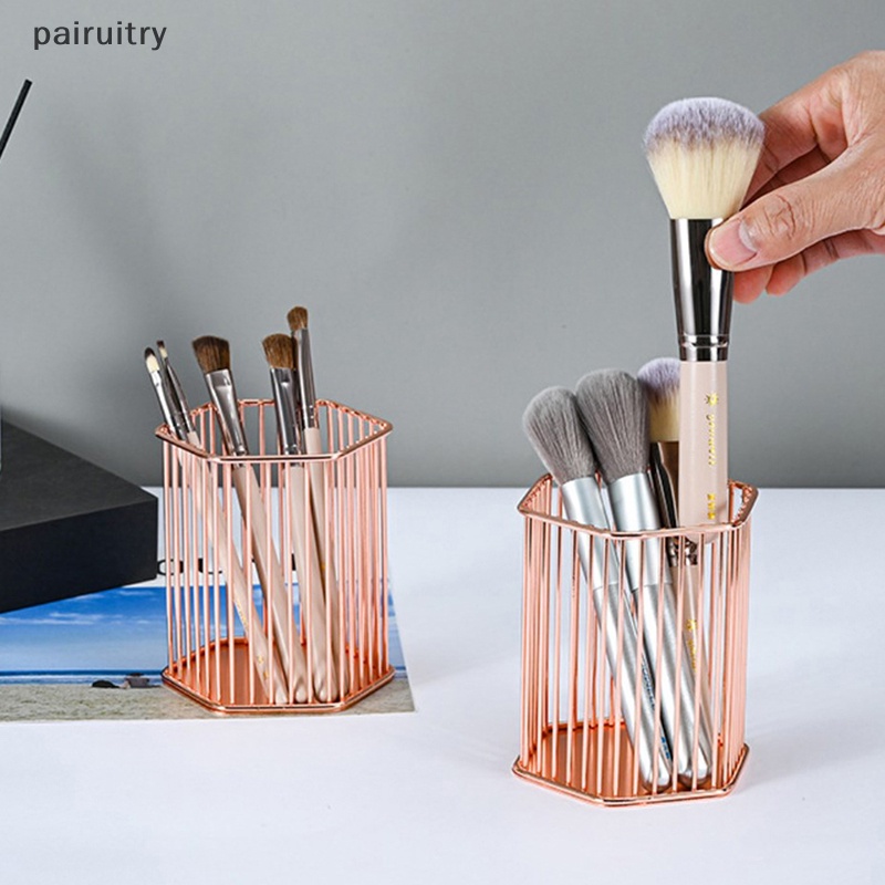 Prt Desktop Tempat Pulpen Kantor Sekolah Tempat Penyimpanan Logam Emas Rose Gold Kotak Meja Pulpen Pensil Organizer Home Decor Makeup Storage PRT