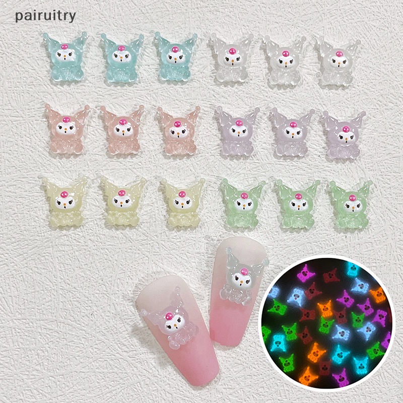 Prt 10pcs 3D Bercahaya Kartun Anmials Nail Art Ch Kawaii Aksesoris Resin Dekorasi Kuku DIY Es Transparan Manicure Perlengkapan PRT