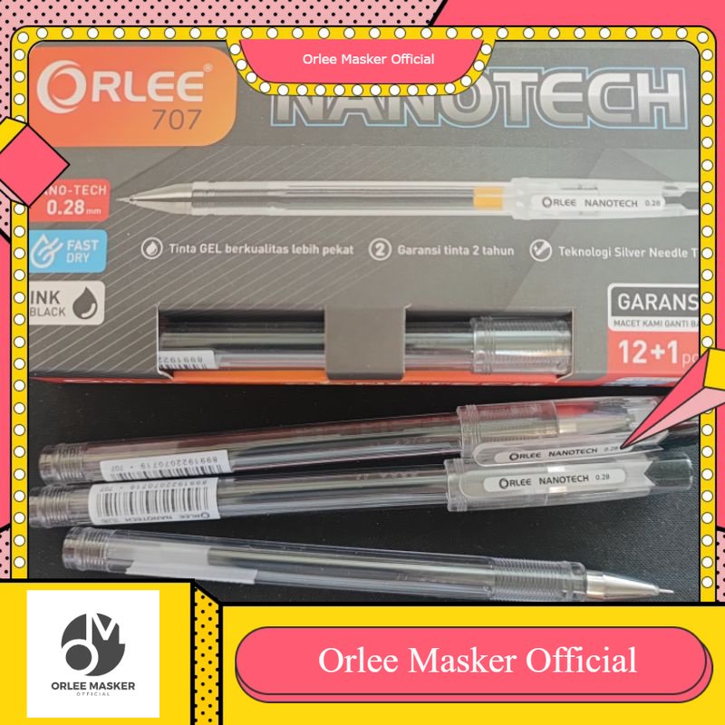 PULPEN HITECH ORLEE 1PAK (ISI 12+1 PCS) tinta hitam 0,28mm nanotech BARU isi 13 pcs