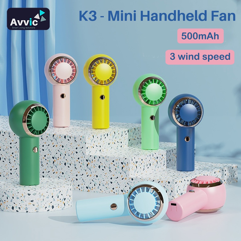 AVVIC Kipas Angin Genggam Mini K3 Portable Mini Handheld Fan USB Rechargeable