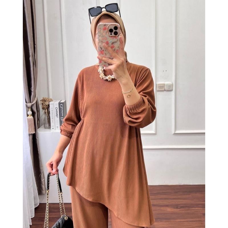 ZASKIYA- One Set Ivone RIB Knit Premium Fashion Wanita