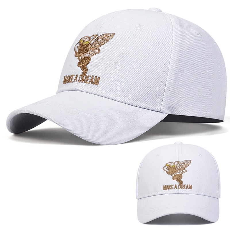 Topi Baseball Kasual Korea Untuk Pria Wanita Malaikat Bordir fashion Topi Putih Olahraga Luar Ruangan Kerai Topi adjustable